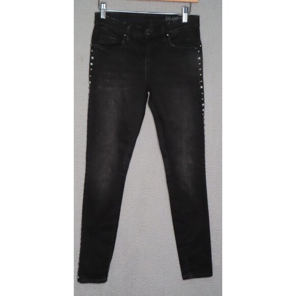 Blank NYC Jeans Women 26 Black Denim Classic Skinny Leg Mid Rise Stretch Studded - Picture 1 of 11